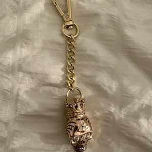 Gold Skull Keychain with Crown